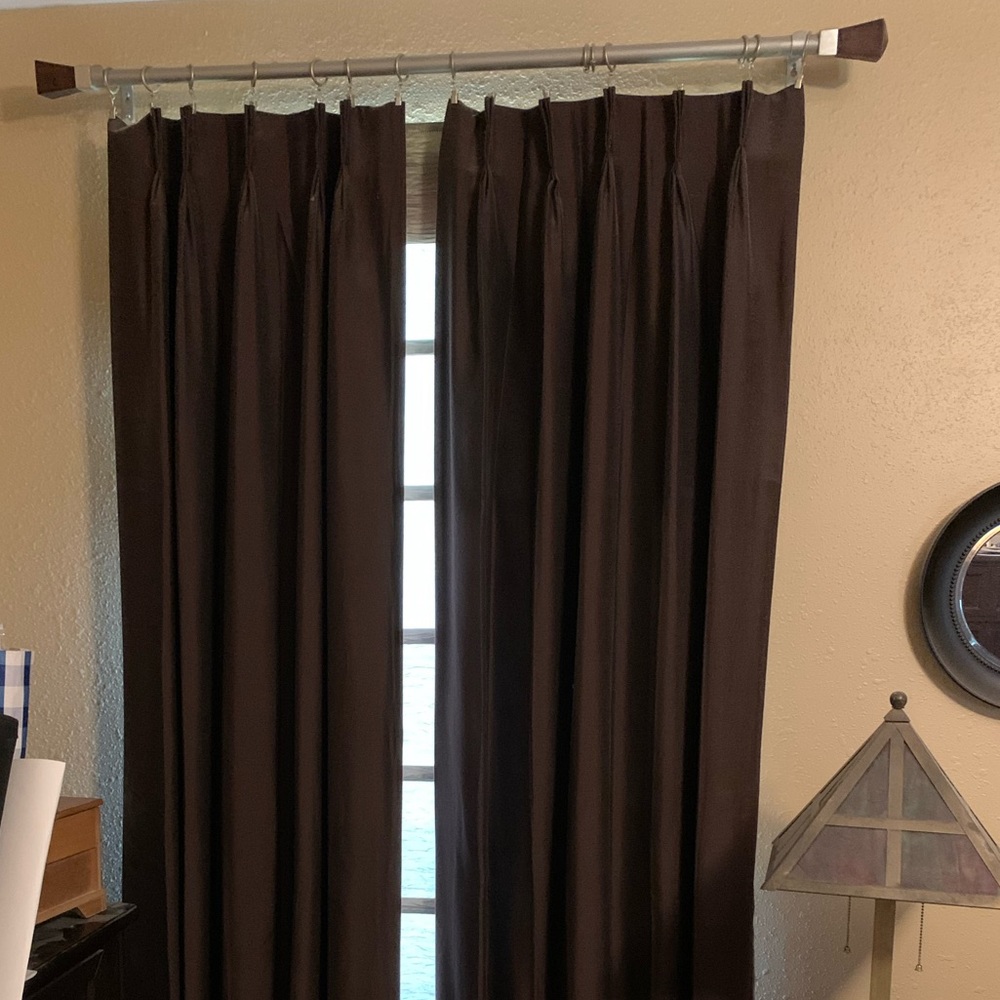 Brown pinch pleat curtains (4 panels)
